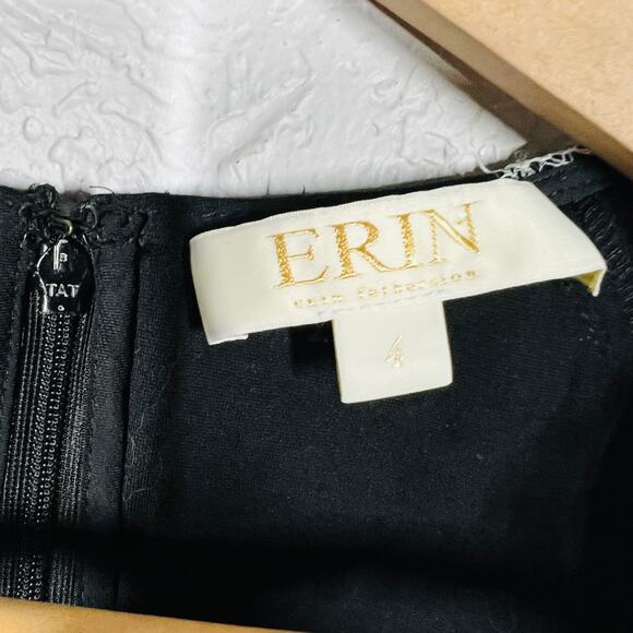 ERIN Festherston x Anthropologie Lace Trim Bodycon Dress Mini Black LBD - 4 - Picture 5 of 5